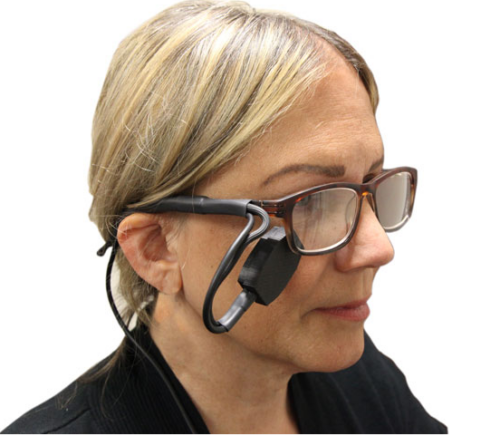 Eye Blink Switch Attached to Users Glasses